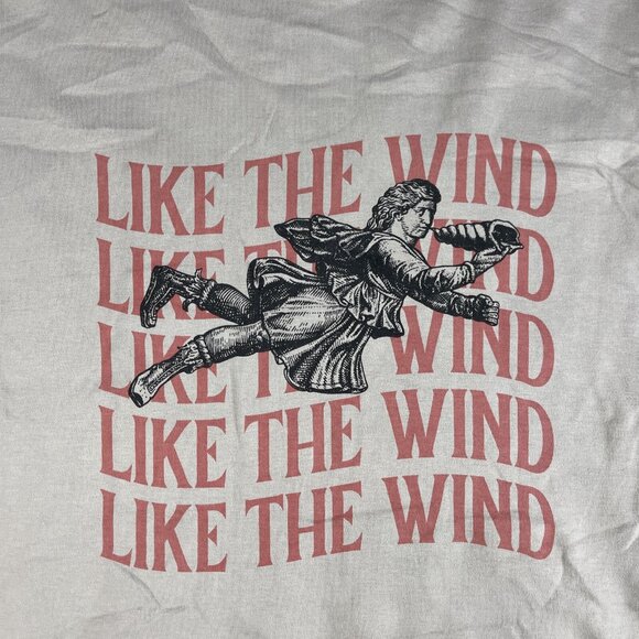 TEE LIBRARY Oversized T-Shirt Men M Made in Korea Grey ''Like The wind'' Graphic - Picture 6 of 15